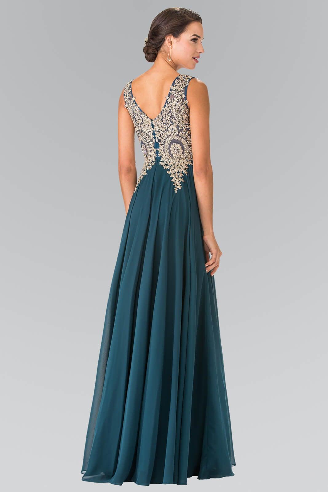 Embroidered Chiffon Long Prom Dress Formal - Royal Blue / L Embroidered Chiffon Long Prom Dress Formal - Royal Blue / L