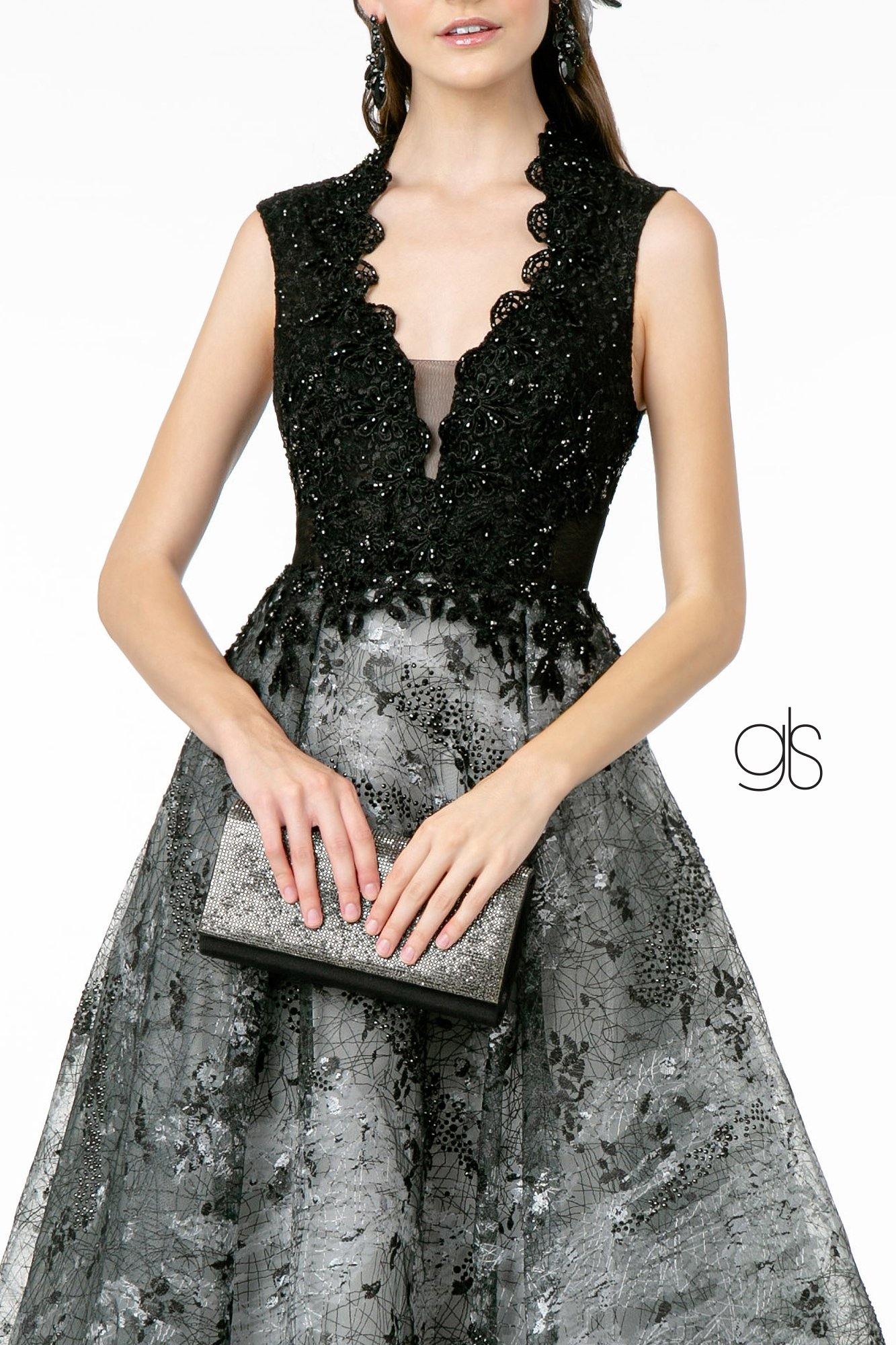 Embroidered Jewel Prom Long Dress