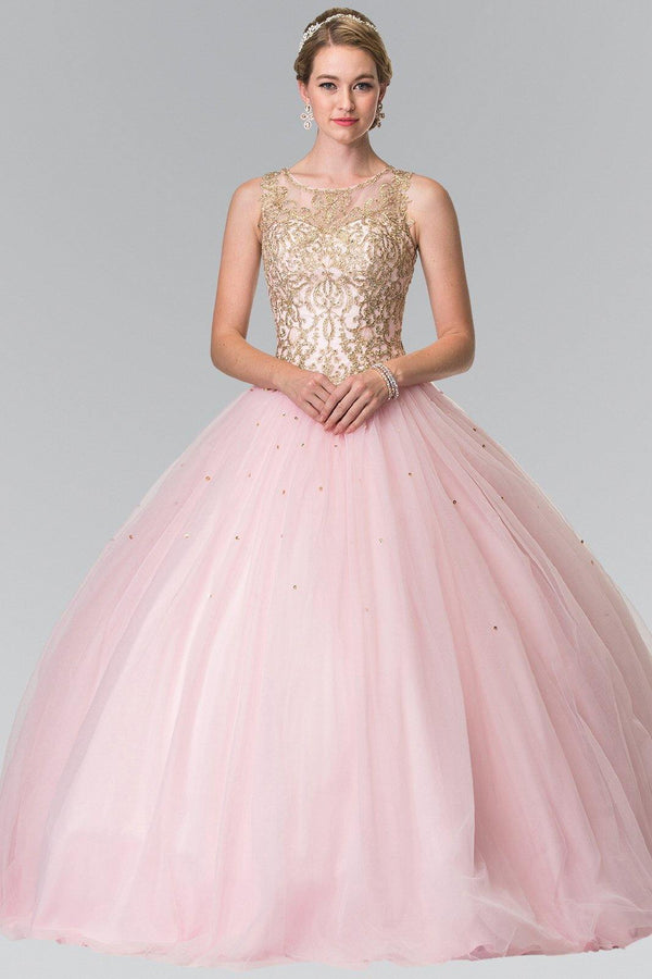 Embroidered Long Quinceanera Dress with Bolero