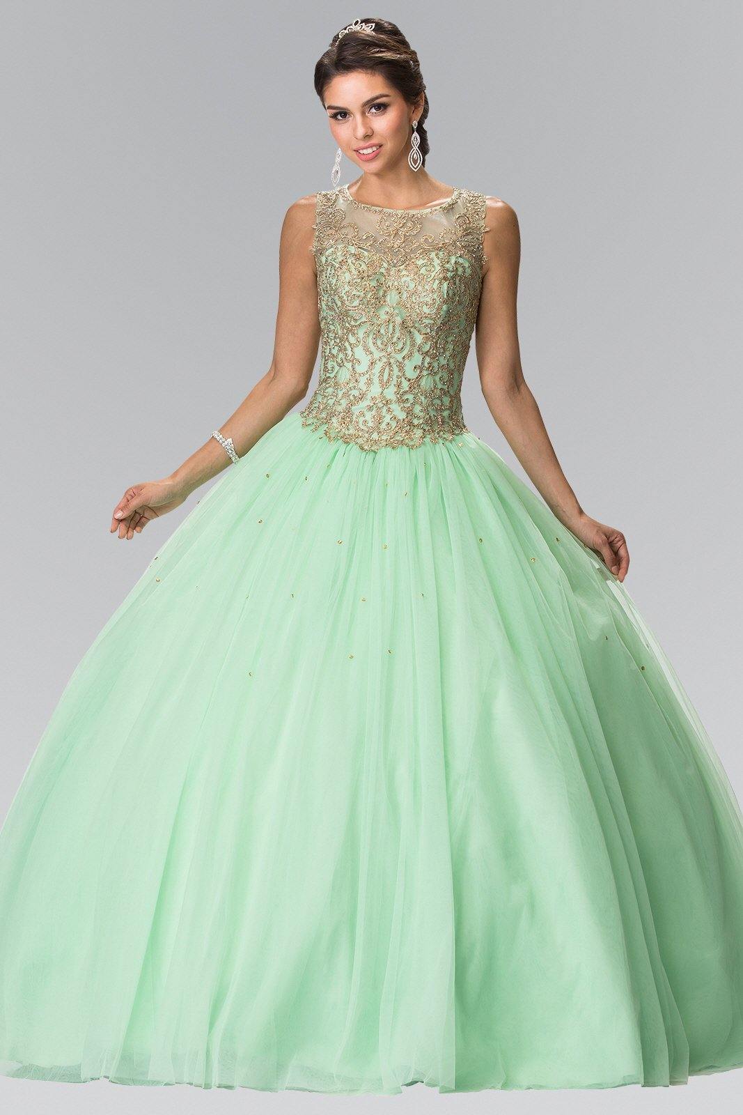 Embroidered Long Quinceanera Dress with Bolero