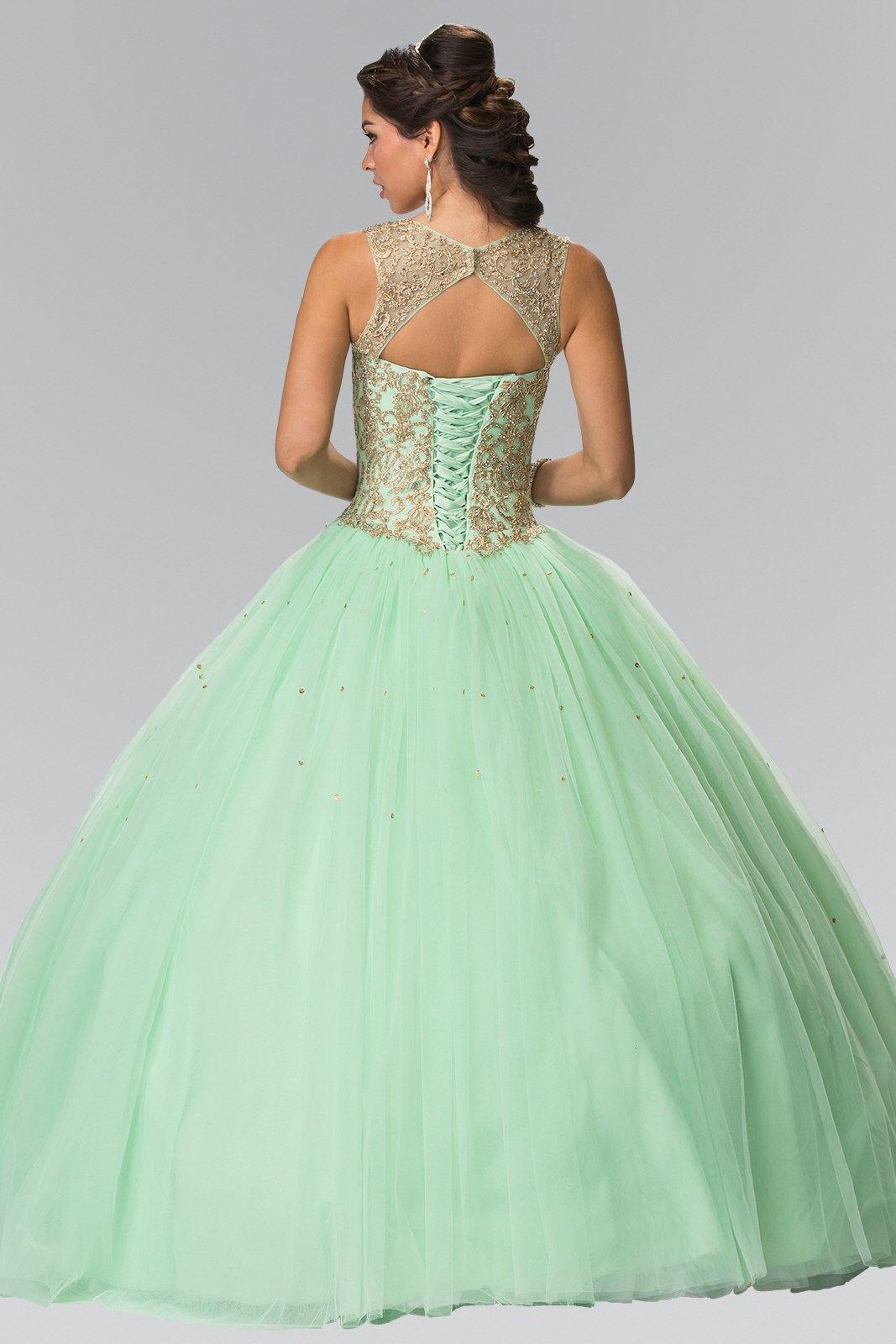 Embroidered Long Quinceanera Dress with Bolero
