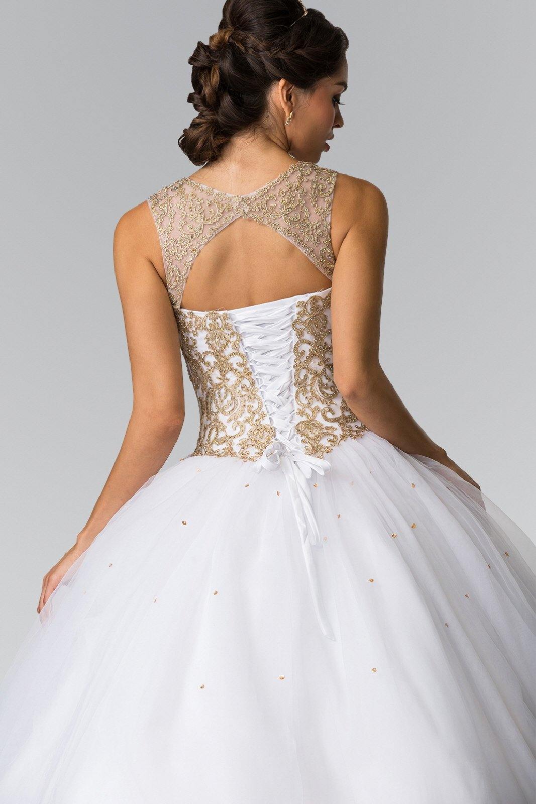 Embroidered Long Quinceanera Dress with Bolero