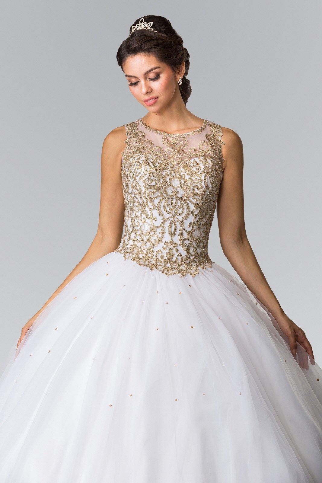 Embroidered Long Quinceanera Dress with Bolero