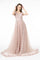 Embroidered Mesh A-Line Long Dress with Sheer Back - The Dress Outlet Elizabeth K