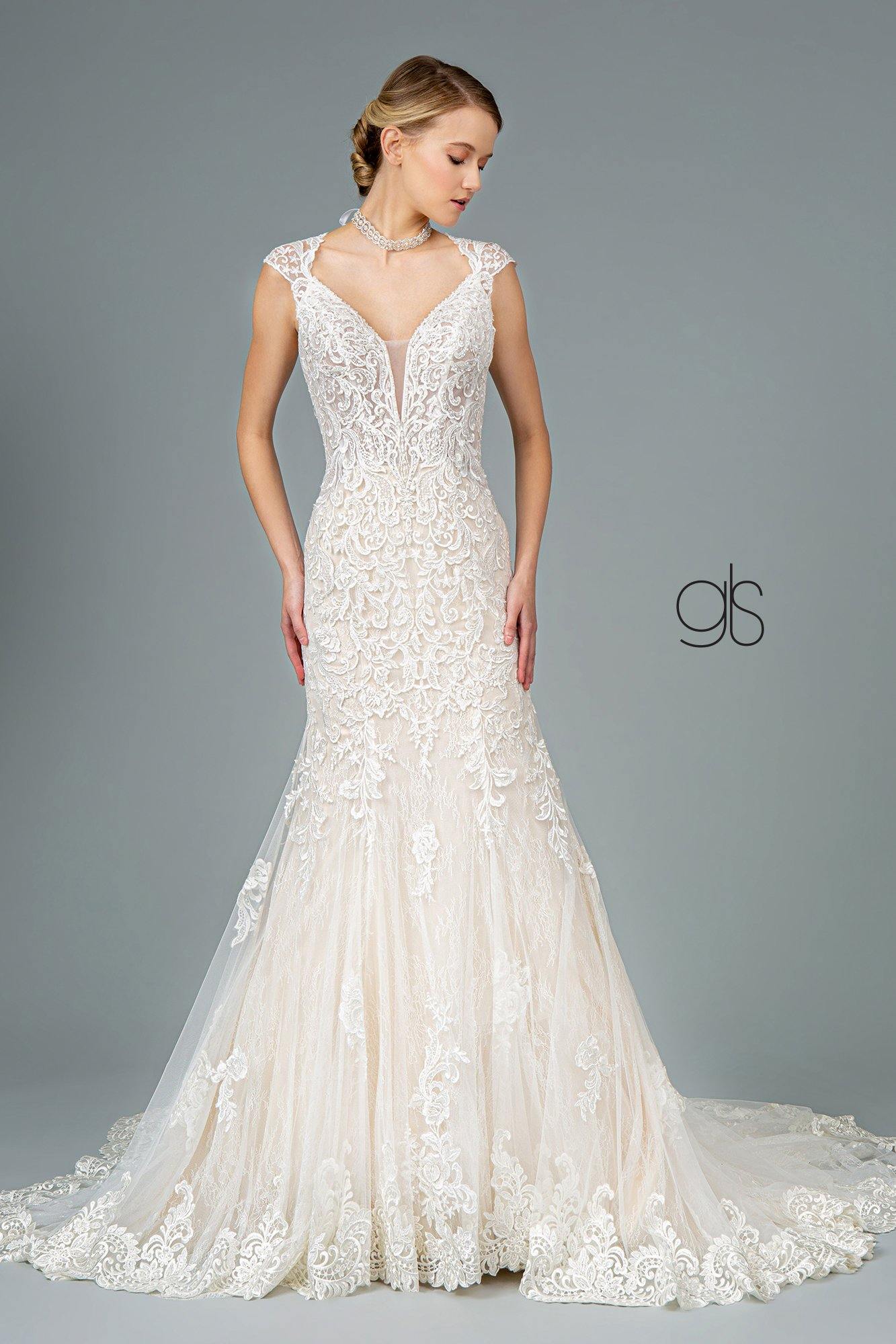 EMBROIDERED MESH MERMAID WEDDING GROWN WITH THE TAIL