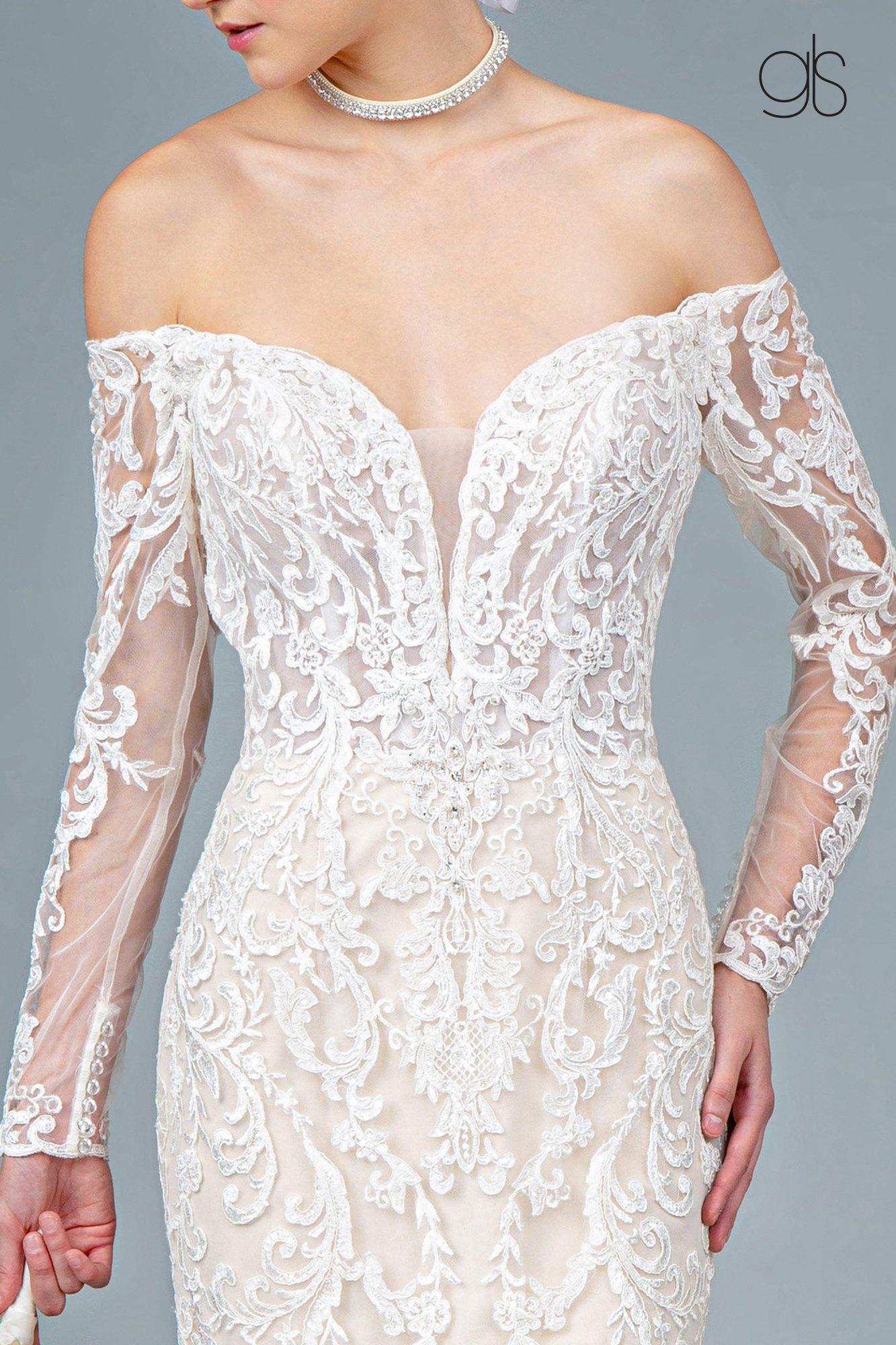 Embroidered Mesh Mermaid Wedding Long Gown