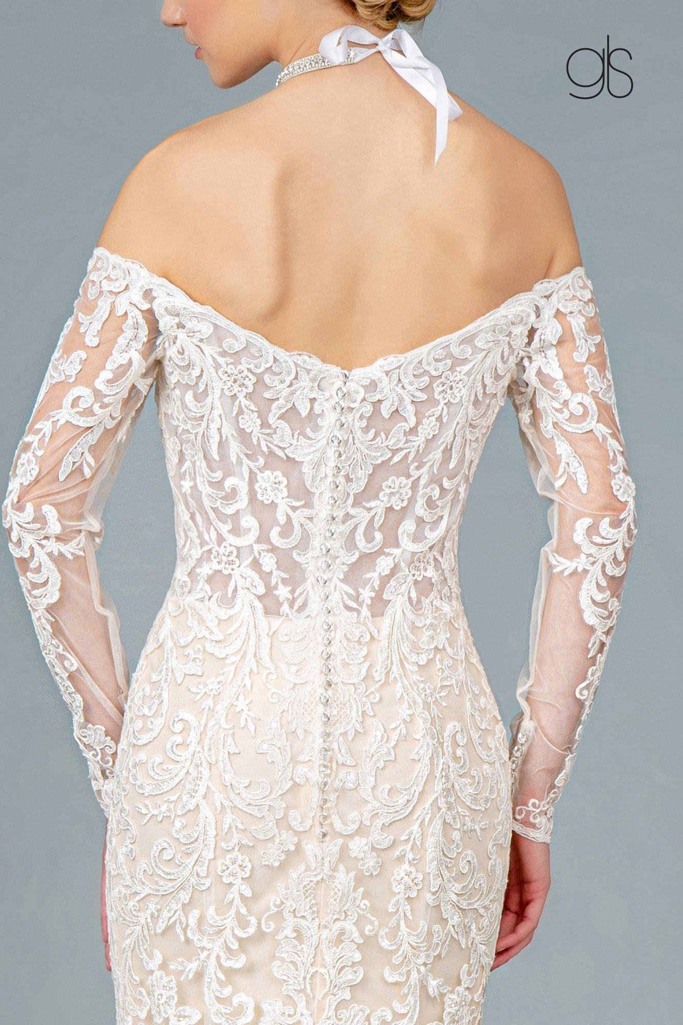 Embroidered Mesh Mermaid Wedding Long Gown