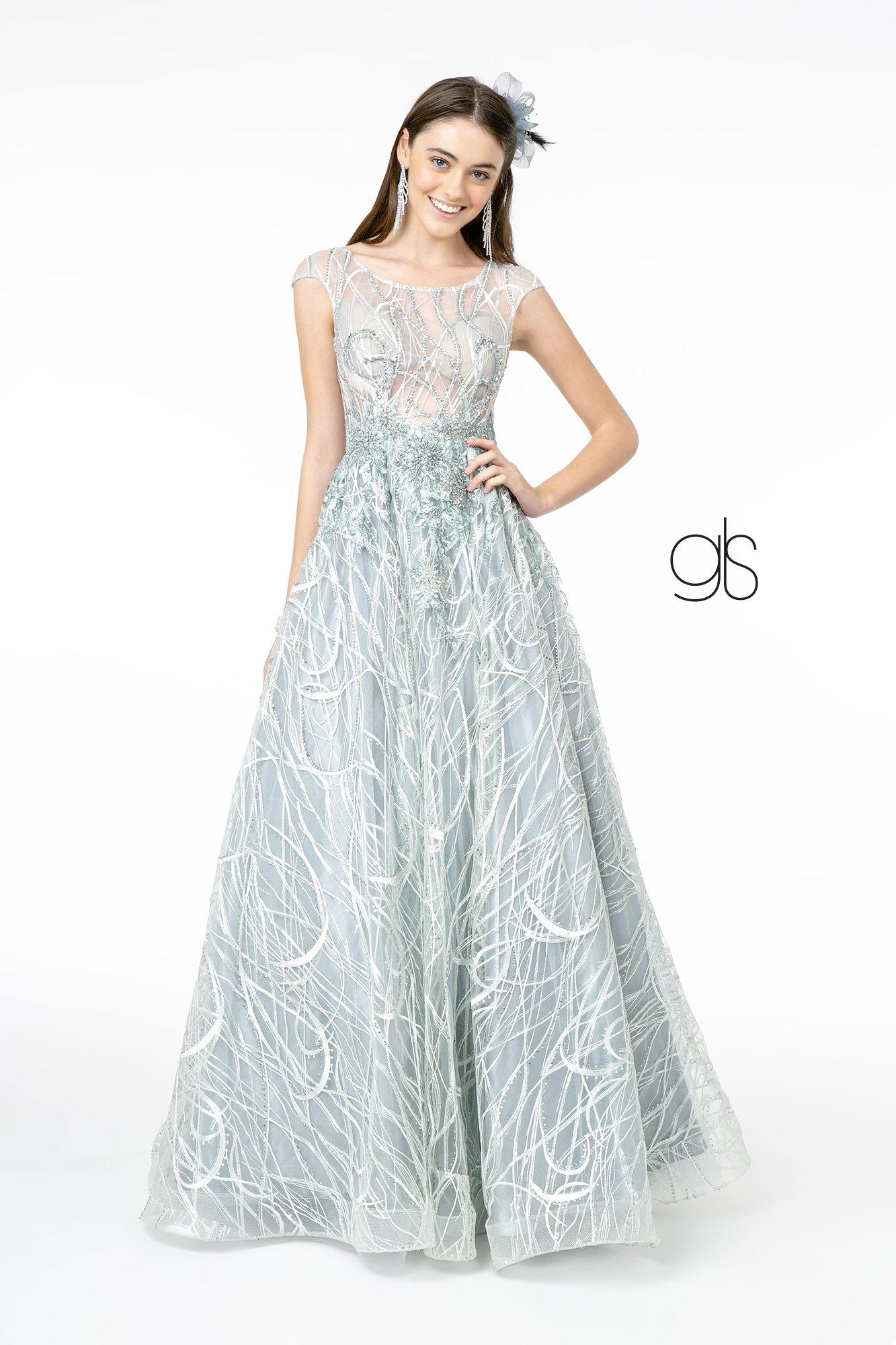 Embroidered Sheer Top Sleeveless Mesh Long Dress