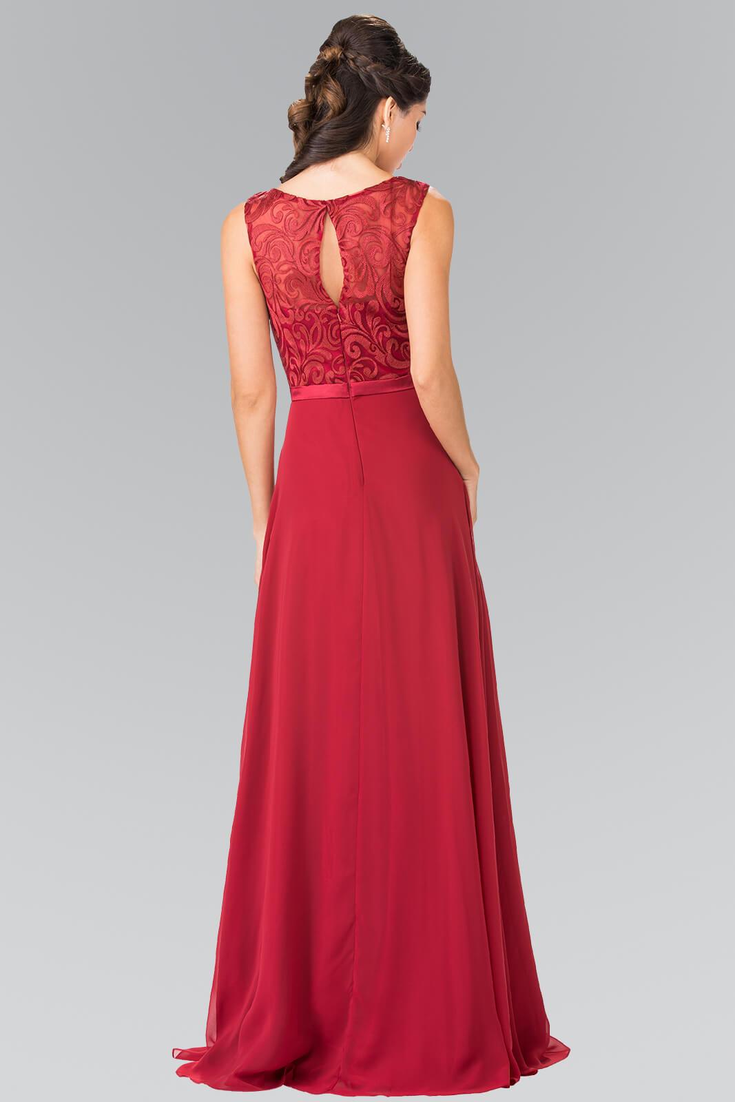 Embroidery Top Chiffon Long Prom Dress Formal - The Dress Outlet Elizabeth K