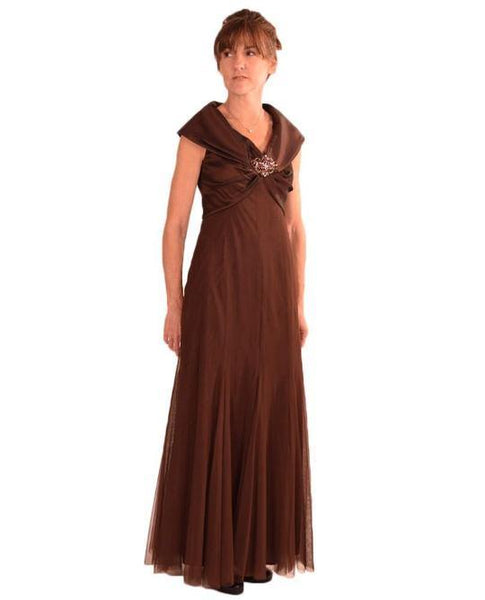 BROWN Emma Street Long Formal Mother of the Bride Dress Mother