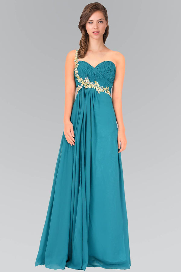Empire One Shoulder Chiffon Long Formal Dress