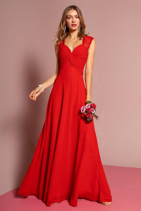 GLS Empire Waist Long Prom Dress - Red - XS - Sleeveless Open-Back Bridesmaid Dress GLS Empire Waist Long Prom Dress - Red - XS - Sleeveless Open-Back Bridesmaid Dress