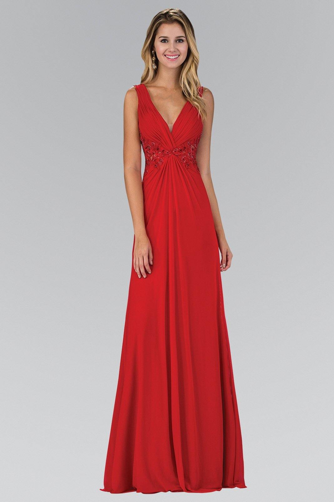 Empire Waist Prom Long Dress with Lace Back - The Dress Outlet Elizabeth K