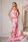 Prom Dresses Long Mermaid Formal Floral Print Prom Dress Pink