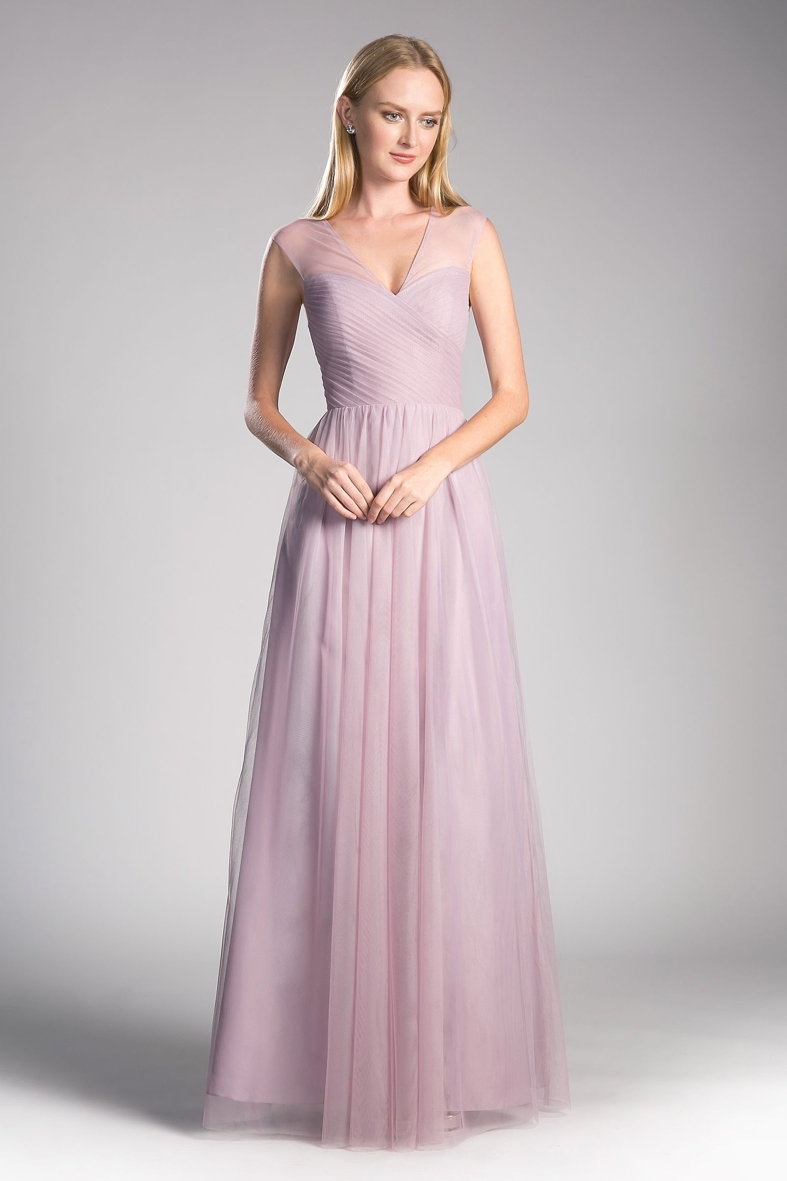LaDivine ET320 Pleated Long Formal A Line Dress