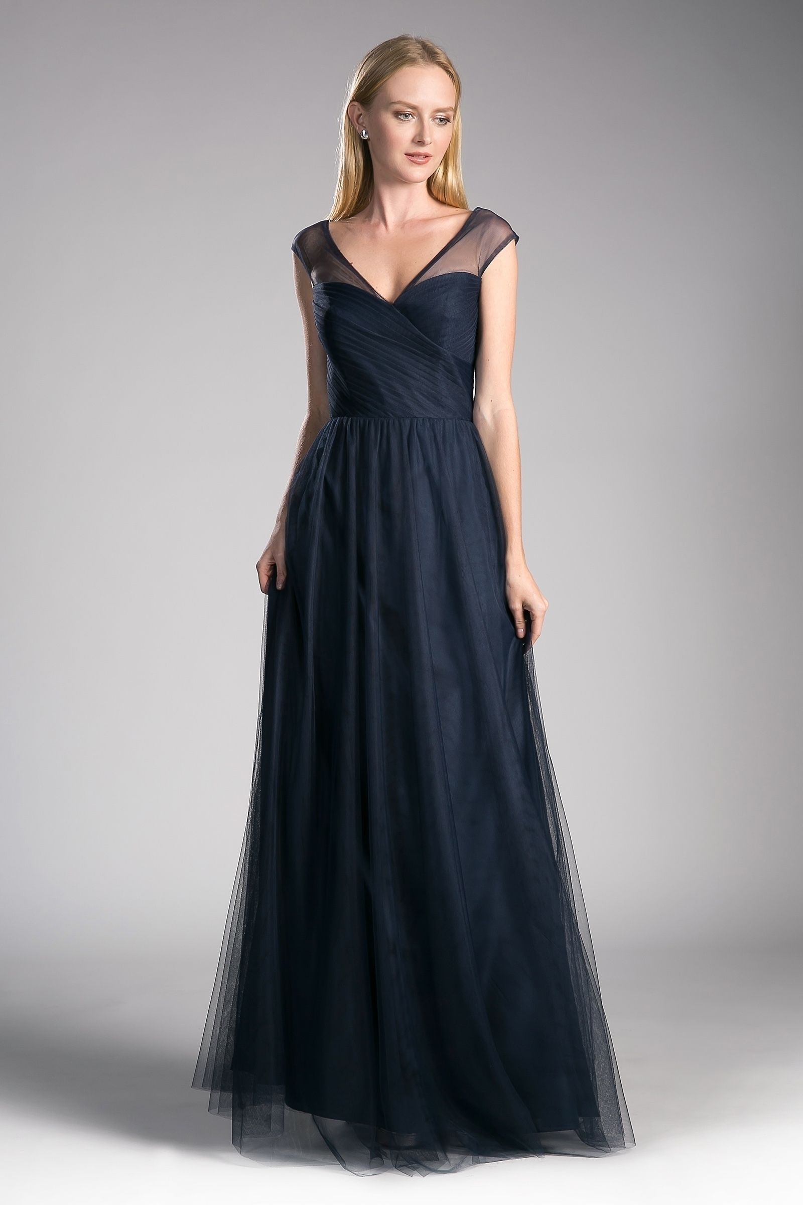LaDivine ET320 Pleated Long Formal A Line Dress