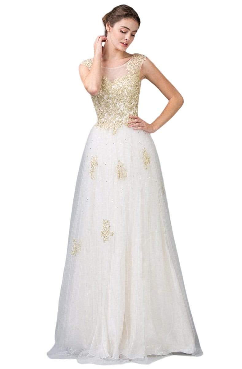 Illusion Floor-Length Tulle Wedding Dress A-Line Eureka Fashion 3033