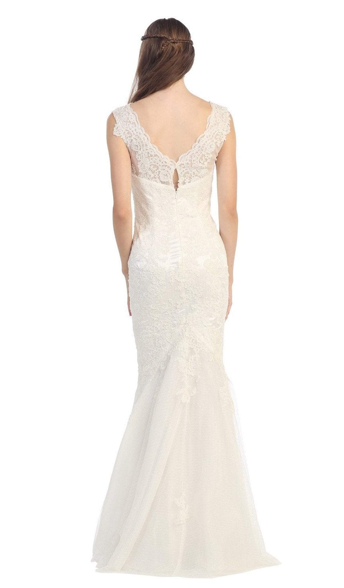 Bateau Floor-Length Lace Wedding Mermaid Dress Eureka Fashion 3510
