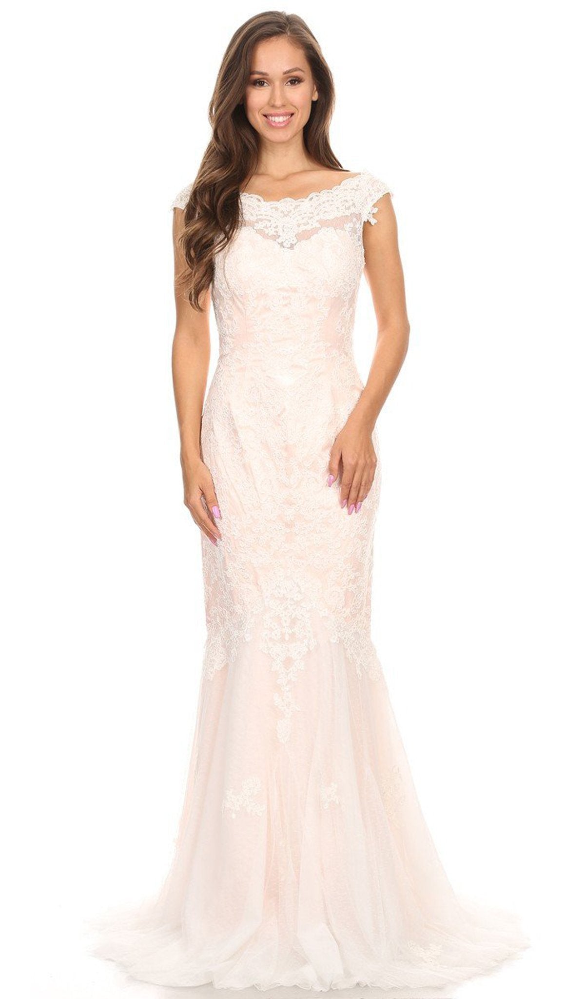 Bateau Floor-Length Lace Wedding Mermaid Dress Eureka Fashion 3510