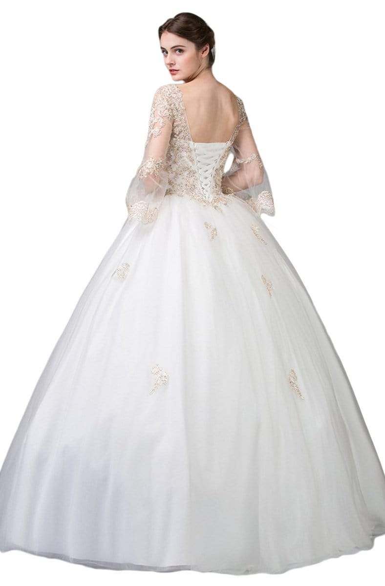 V-Neck Floor-Length Tulle Formal Ball Gown Eureka Fashion 4188