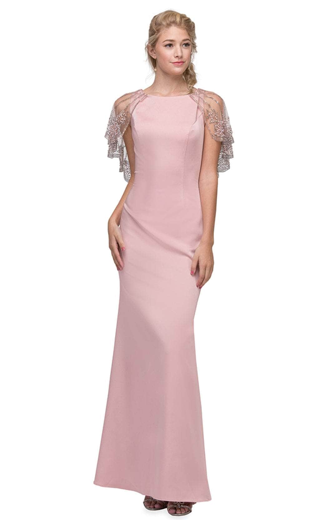 Bateau Floor-Length Crepe Formal Sheath/Column Eureka Fashion 7003