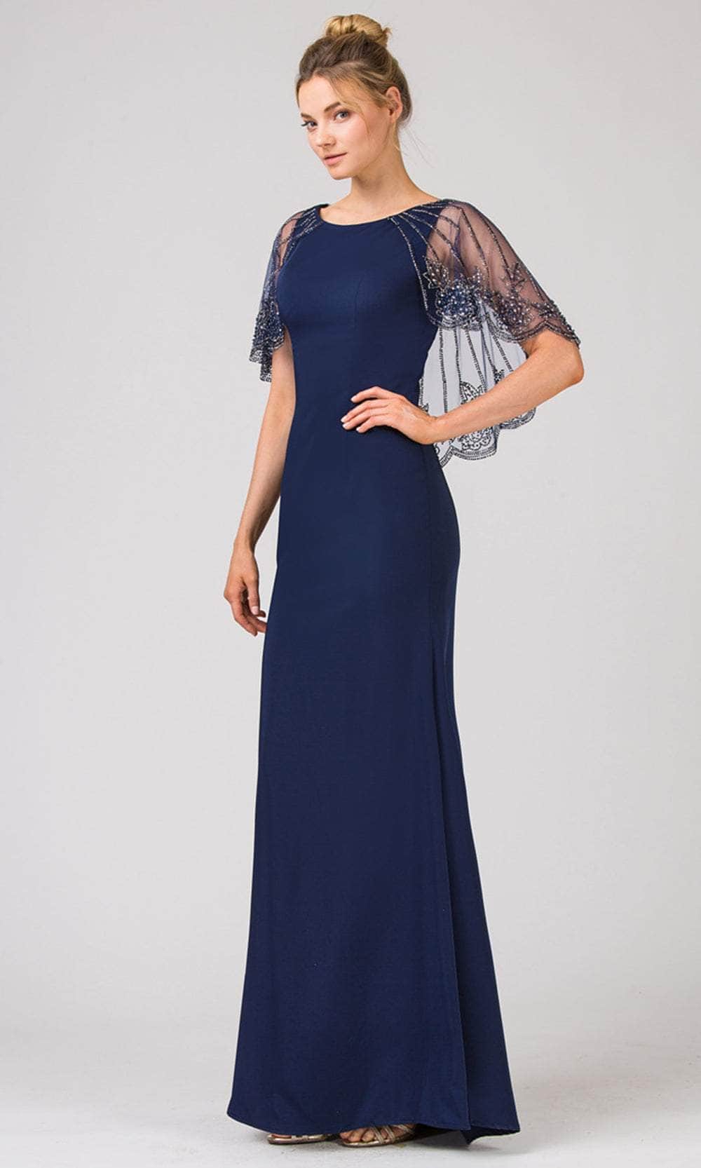 Bateau Floor-Length Crepe Formal Sheath/Column Eureka Fashion 7003