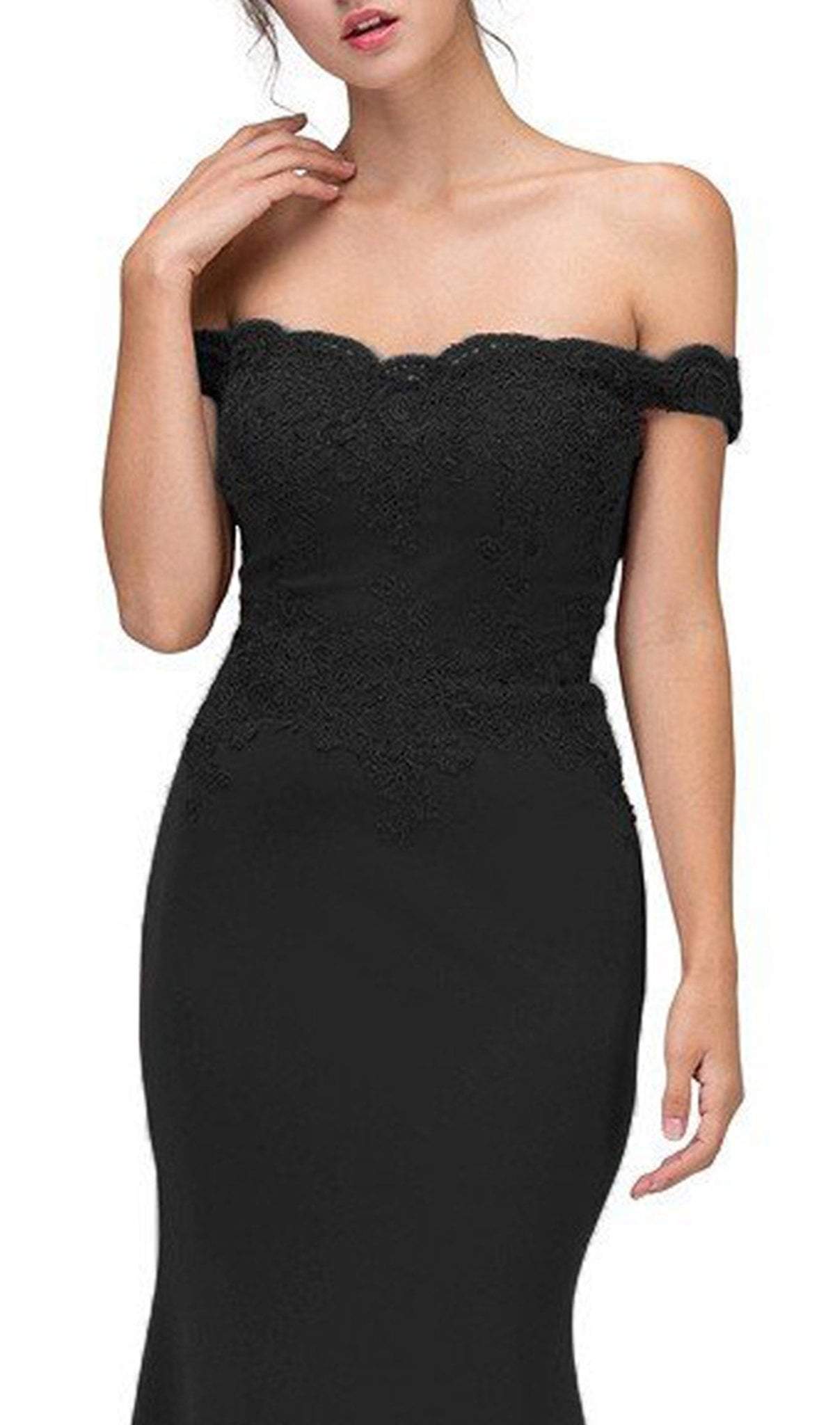 Off-the-Shoulder Floor-Length Jersey Formal Mermaid Dress Eureka Fashion 7100