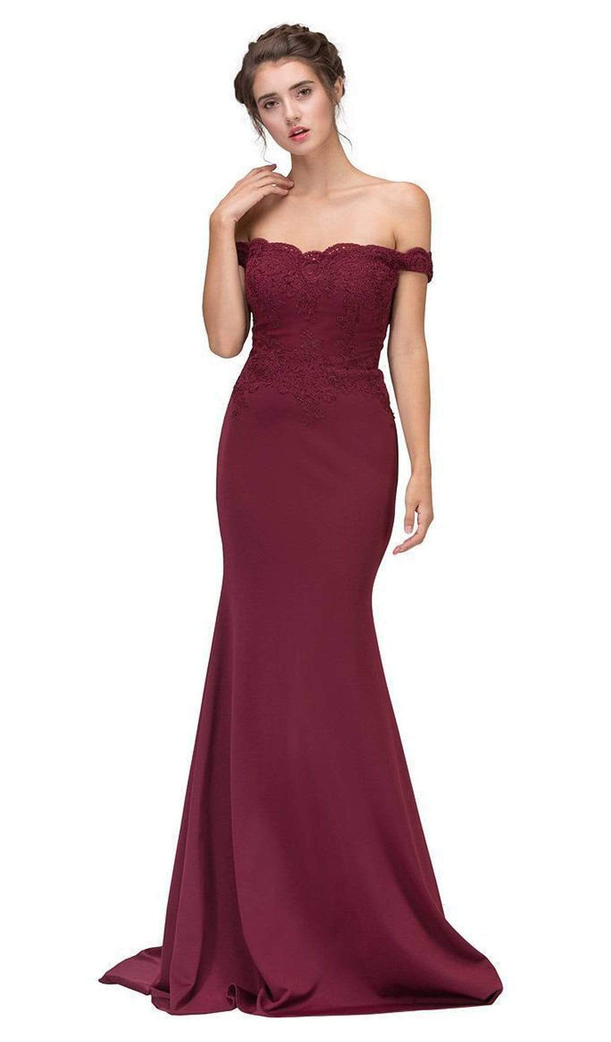 Off-the-Shoulder Floor-Length Jersey Formal Mermaid Dress Eureka Fashion 7100