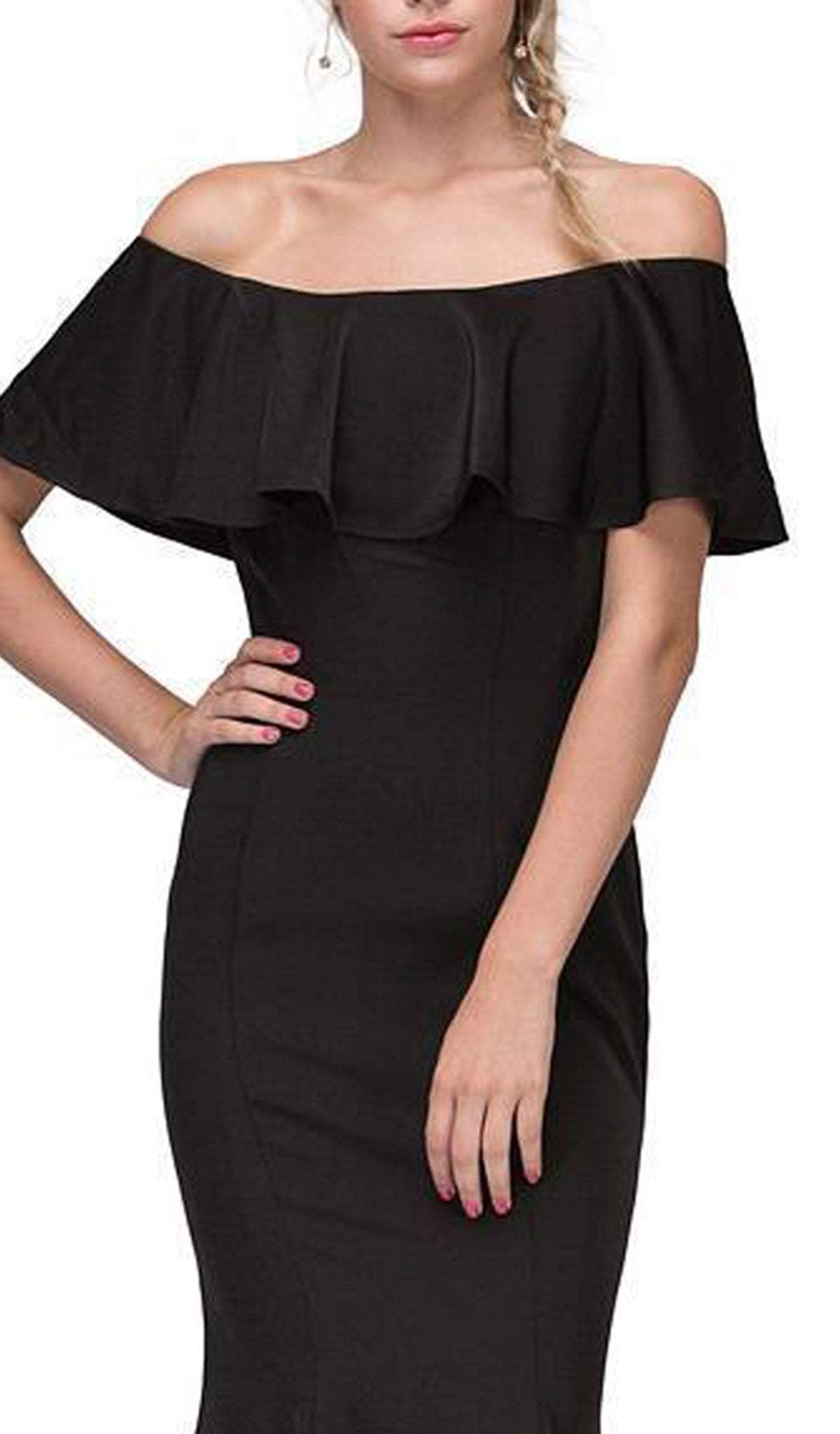 Off-the-Shoulder Floor-Length Jersey Formal Mermaid Dress Eureka Fashion 7113