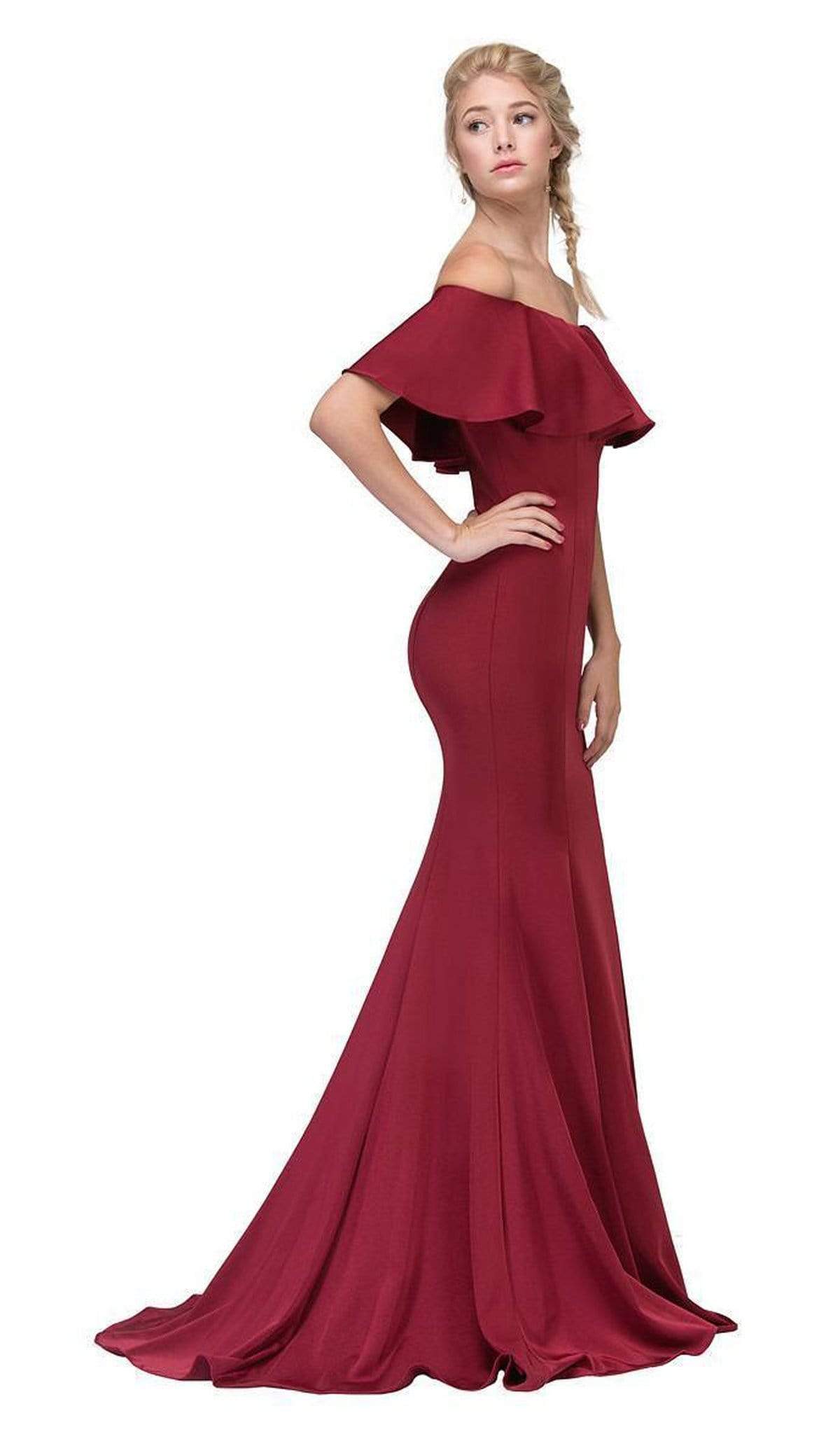Off-the-Shoulder Floor-Length Jersey Formal Mermaid Dress Eureka Fashion 7113