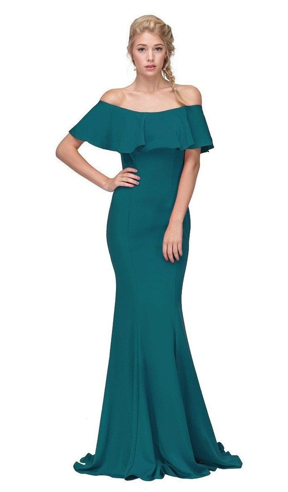 Off-the-Shoulder Floor-Length Jersey Formal Mermaid Dress Eureka Fashion 7113