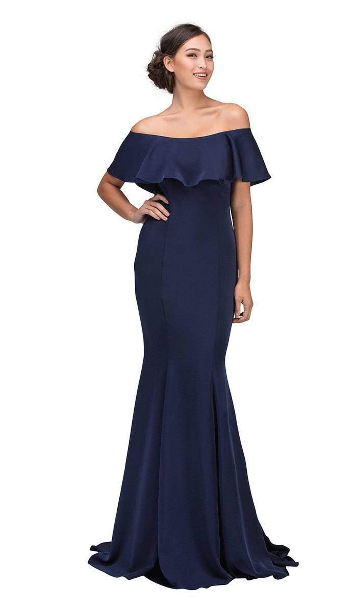Off-the-Shoulder Floor-Length Jersey Formal Mermaid Dress Eureka Fashion 7113
