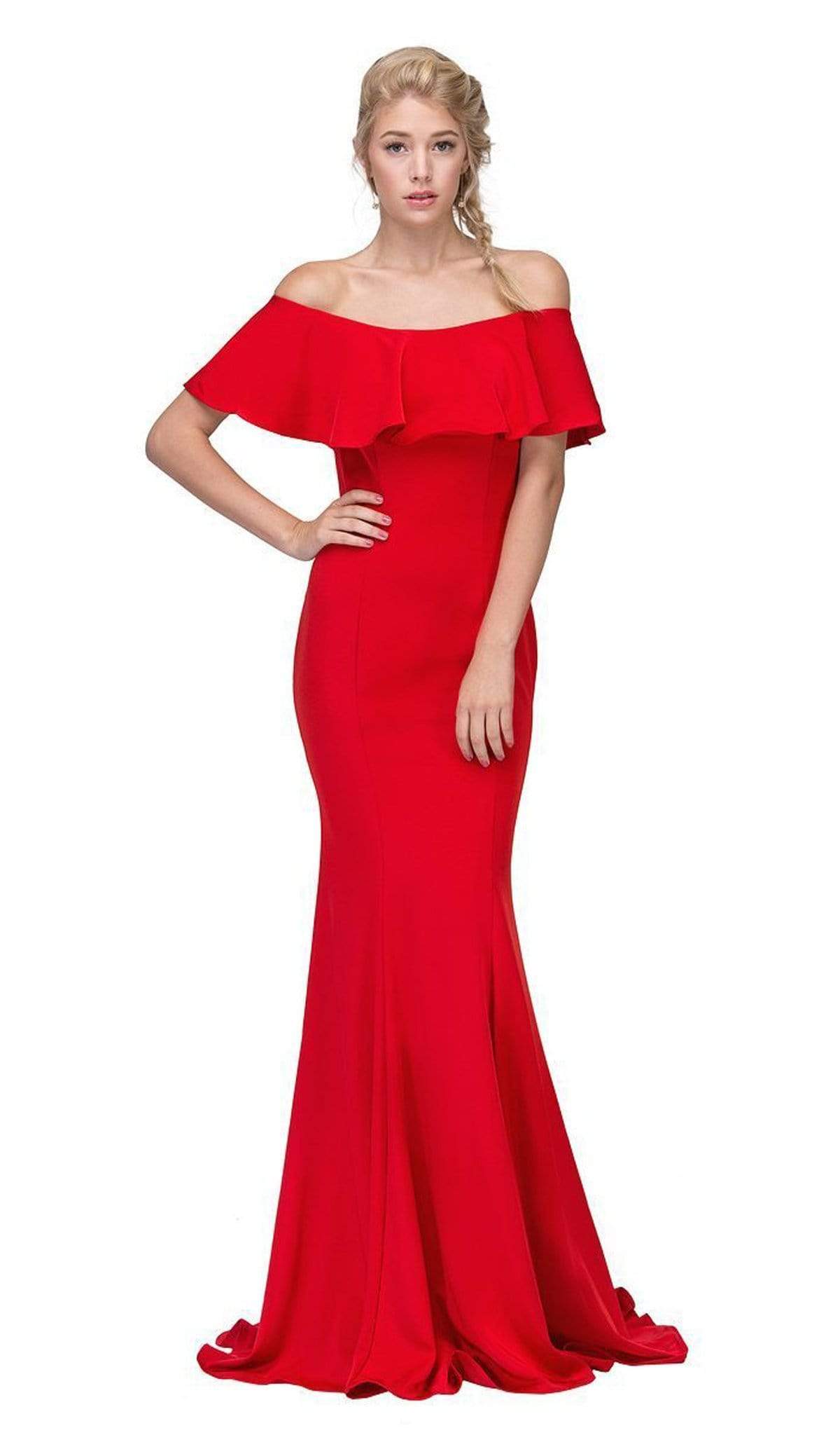 Off-the-Shoulder Floor-Length Jersey Formal Mermaid Dress Eureka Fashion 7113