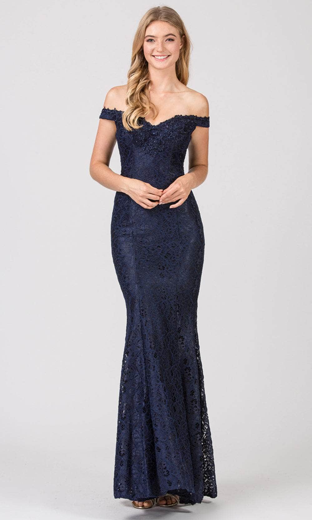 Off-the-Shoulder Floor-Length Lace Prom Mermaid Eureka Fashion 8030