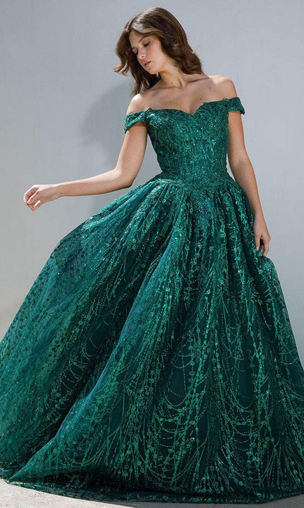 Quinceniera Dresses Long Quinceanera Glitter A Line Dress Eureka Fashion 9778 Emerald Green