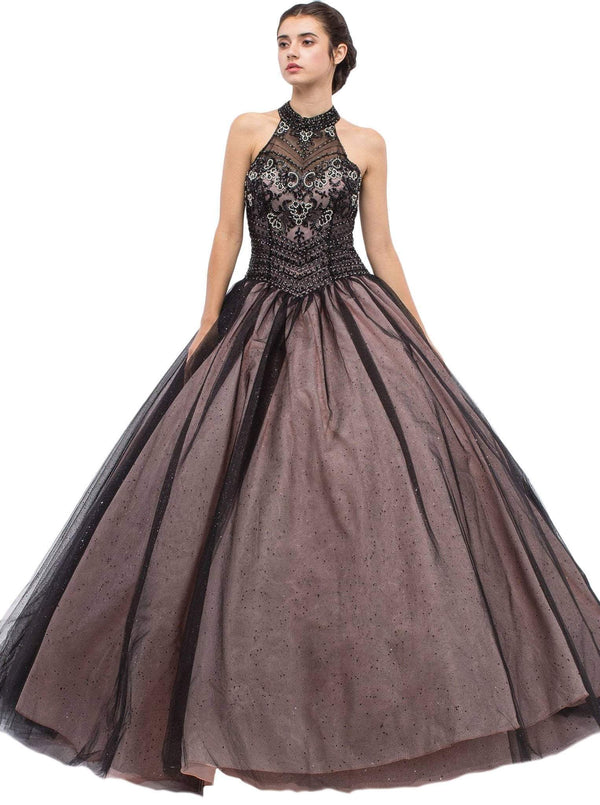 Halter Floor-Length Tulle Formal Ball Gown Eureka Fashion 6060