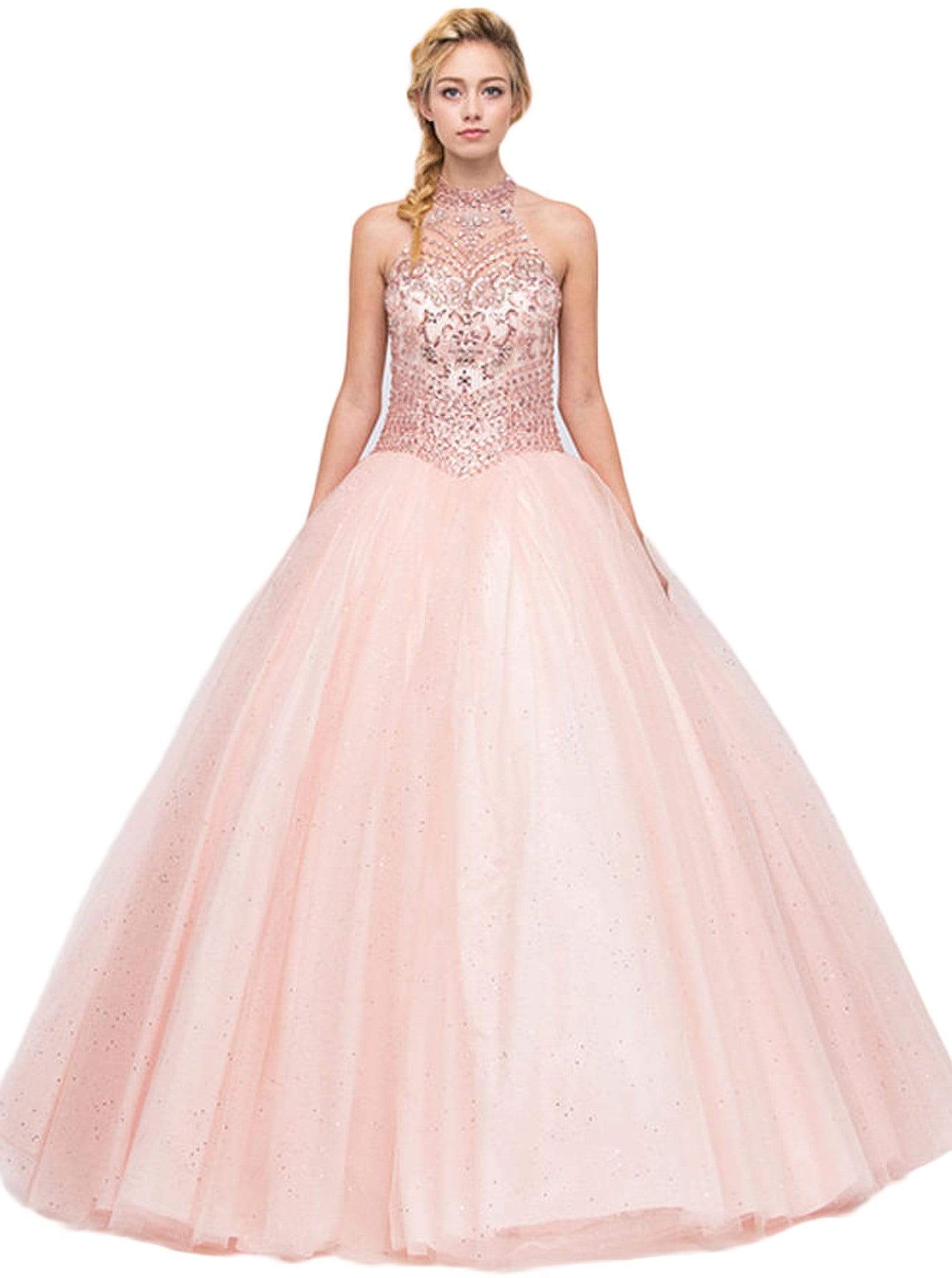 Halter Floor-Length Tulle Formal Ball Gown Eureka Fashion 6060