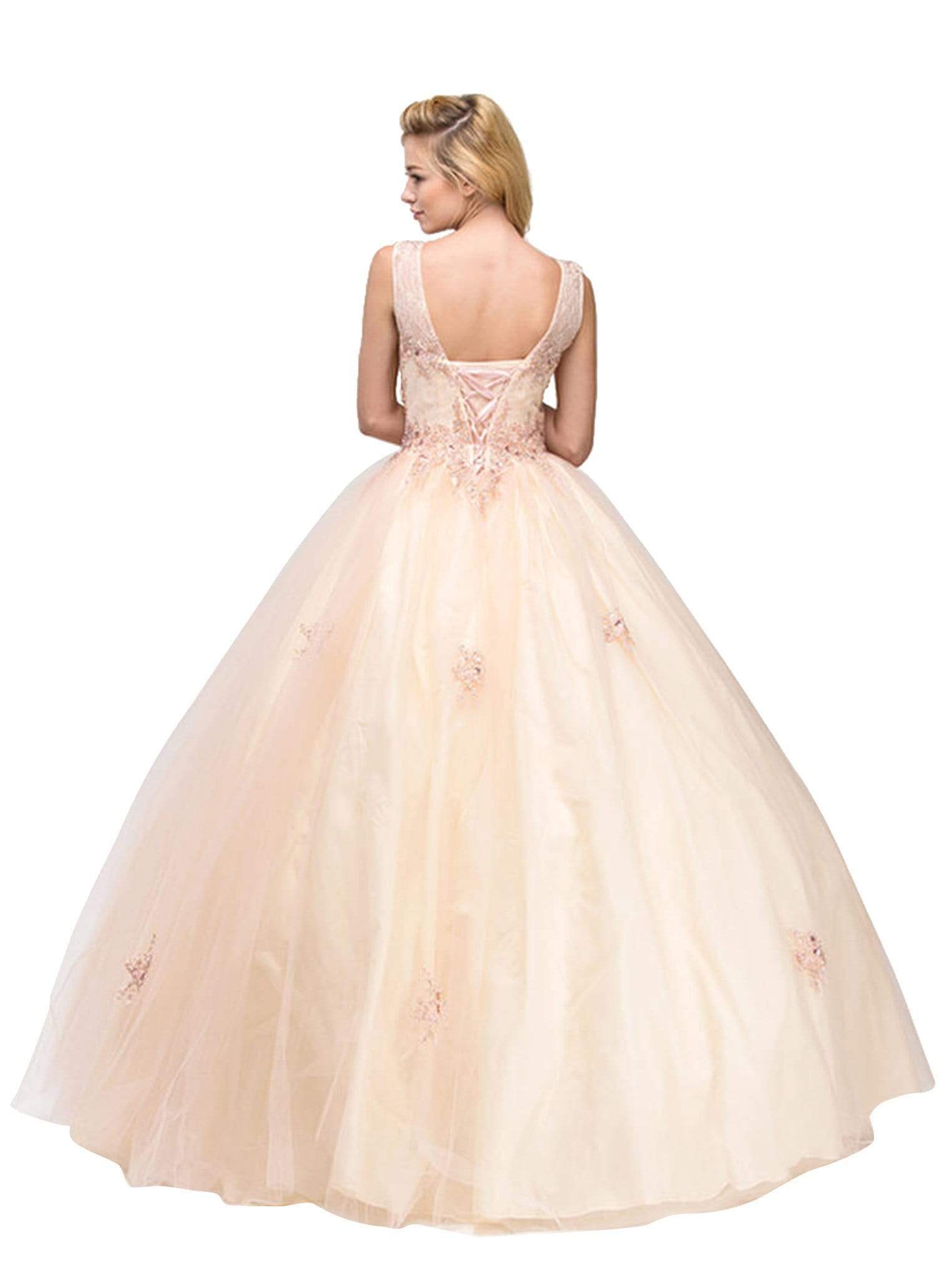 Illusion Floor-Length Tulle Formal Ball Gown Eureka Fashion 3070