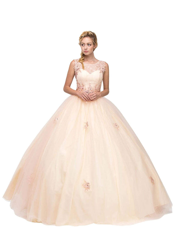 Illusion Floor-Length Tulle Formal Ball Gown Eureka Fashion 3070