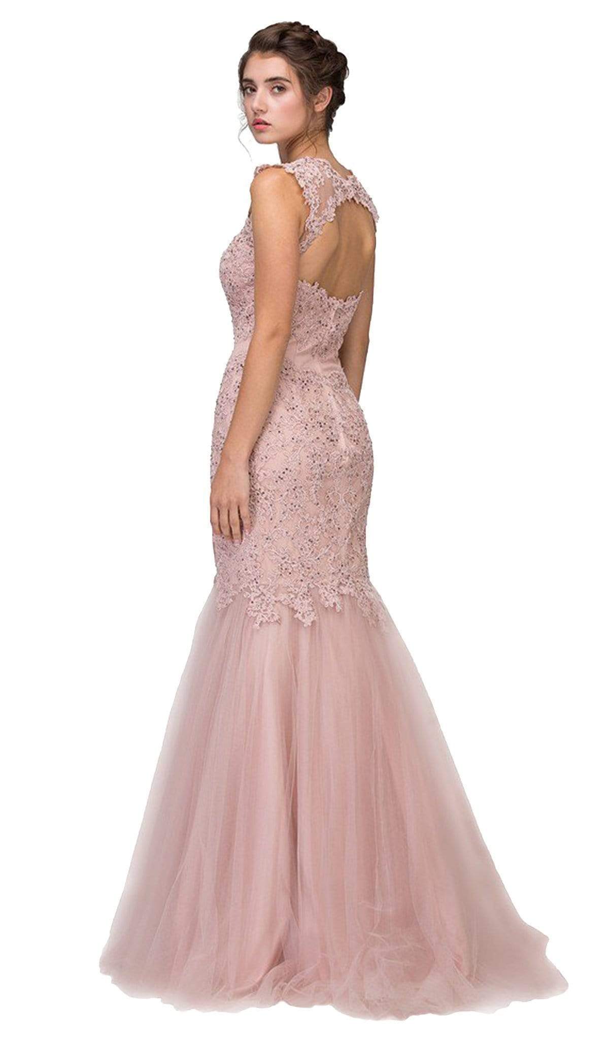 Illusion Floor-Length Tulle Formal Mermaid Dress Eureka Fashion 4510