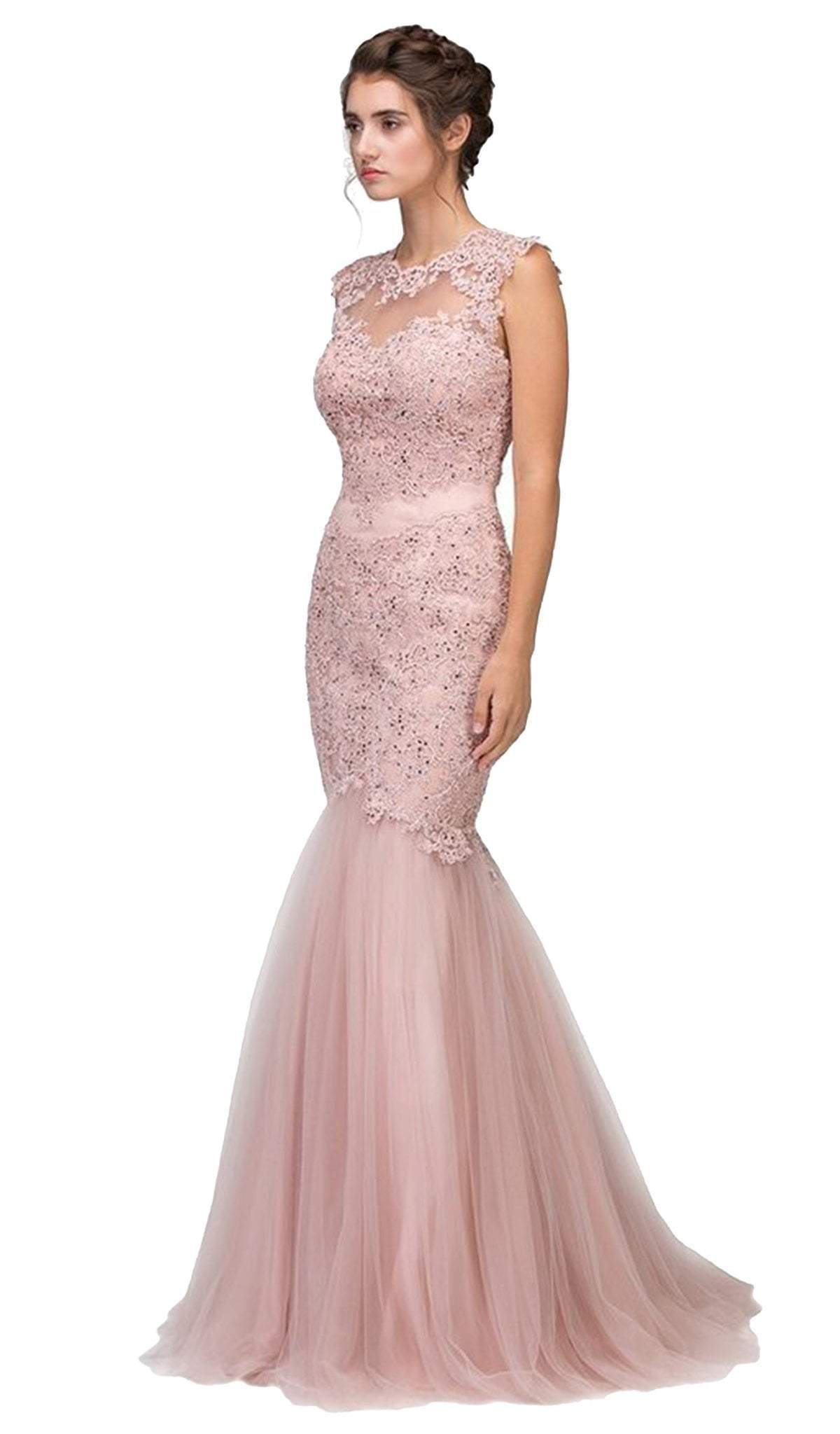 Illusion Floor-Length Tulle Formal Mermaid Dress Eureka Fashion 4510