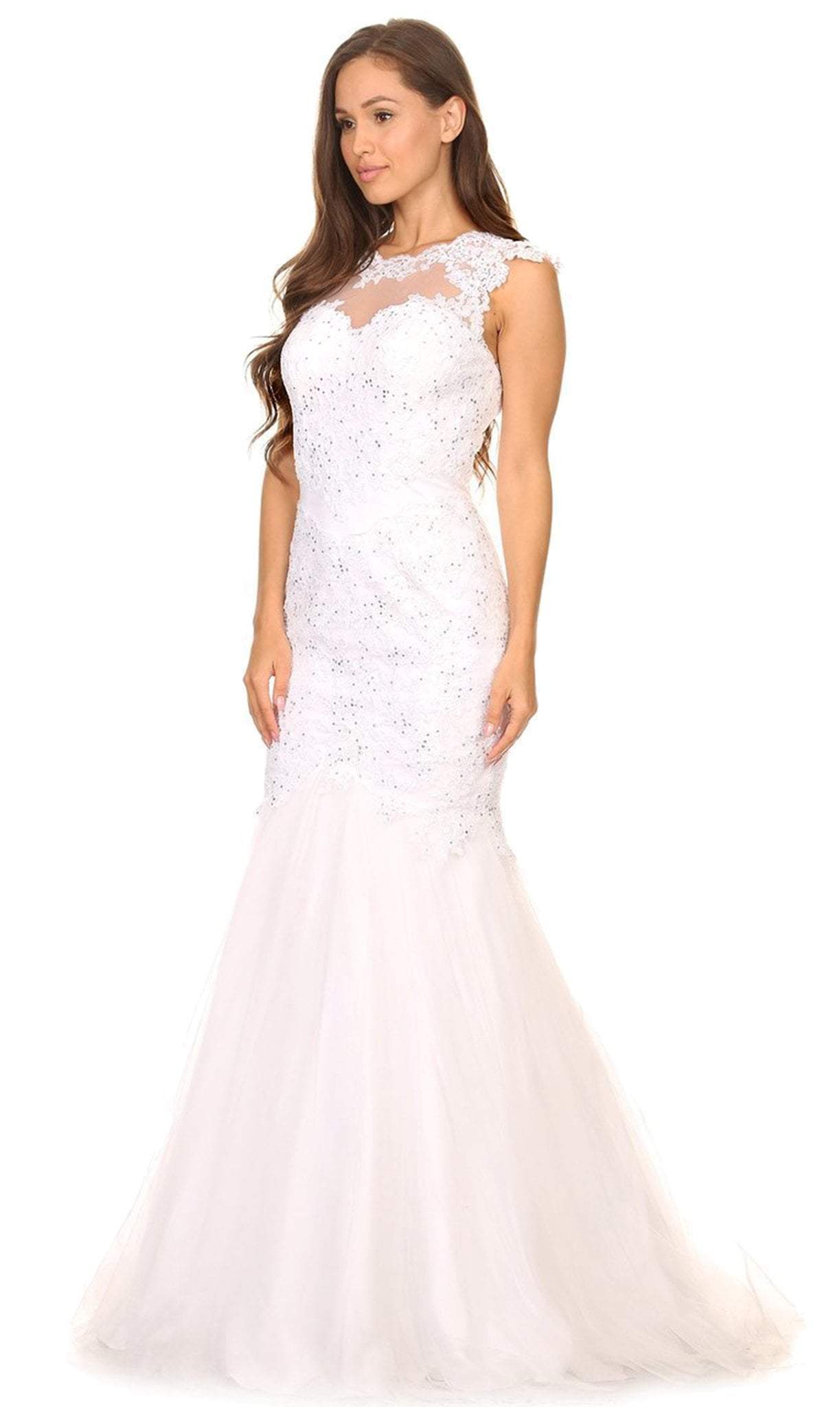 Illusion Floor-Length Tulle Formal Mermaid Dress Eureka Fashion 4510