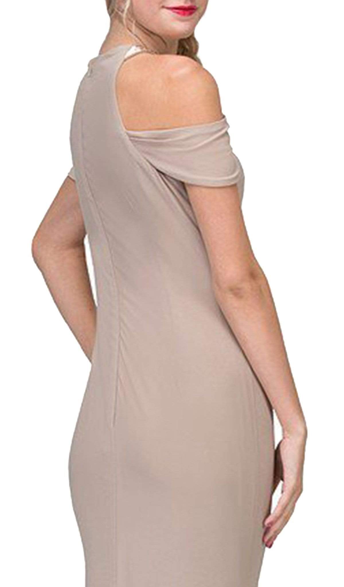 Jewel Floor-Length Jersey Evening Sheath Dress Eureka Fashion 7400