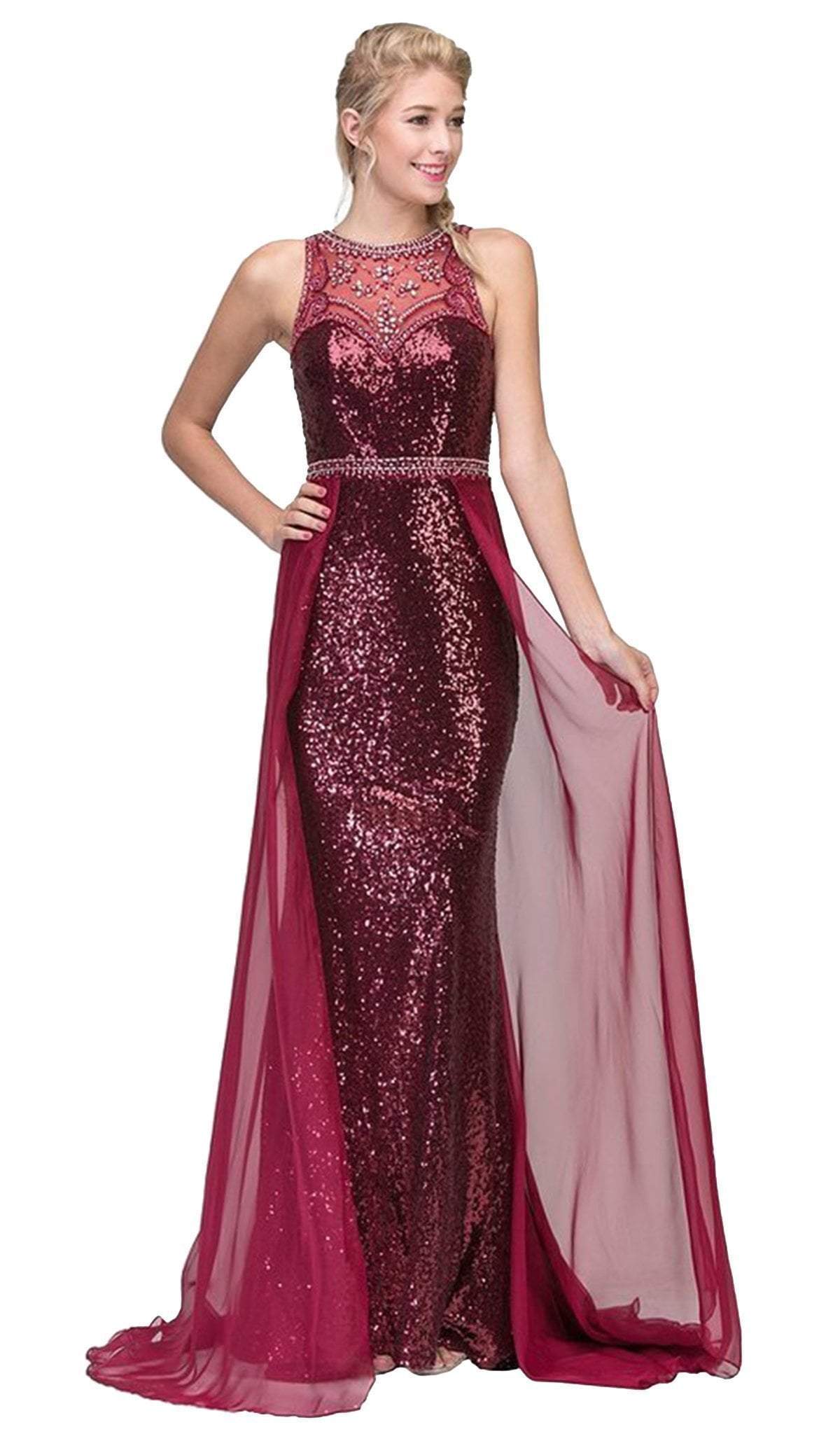 Illusion Floor-Length Sequin Formal Sheath/Column Eureka Fashion 3335