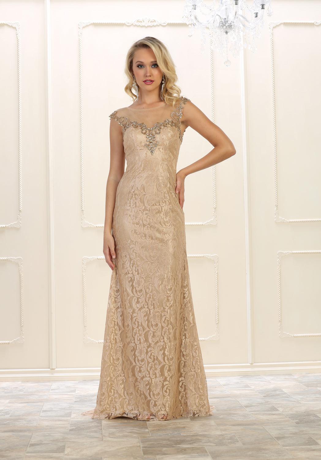 Evening Gown Long Prom Dress Formal Lace - The Dress Outlet May Queen