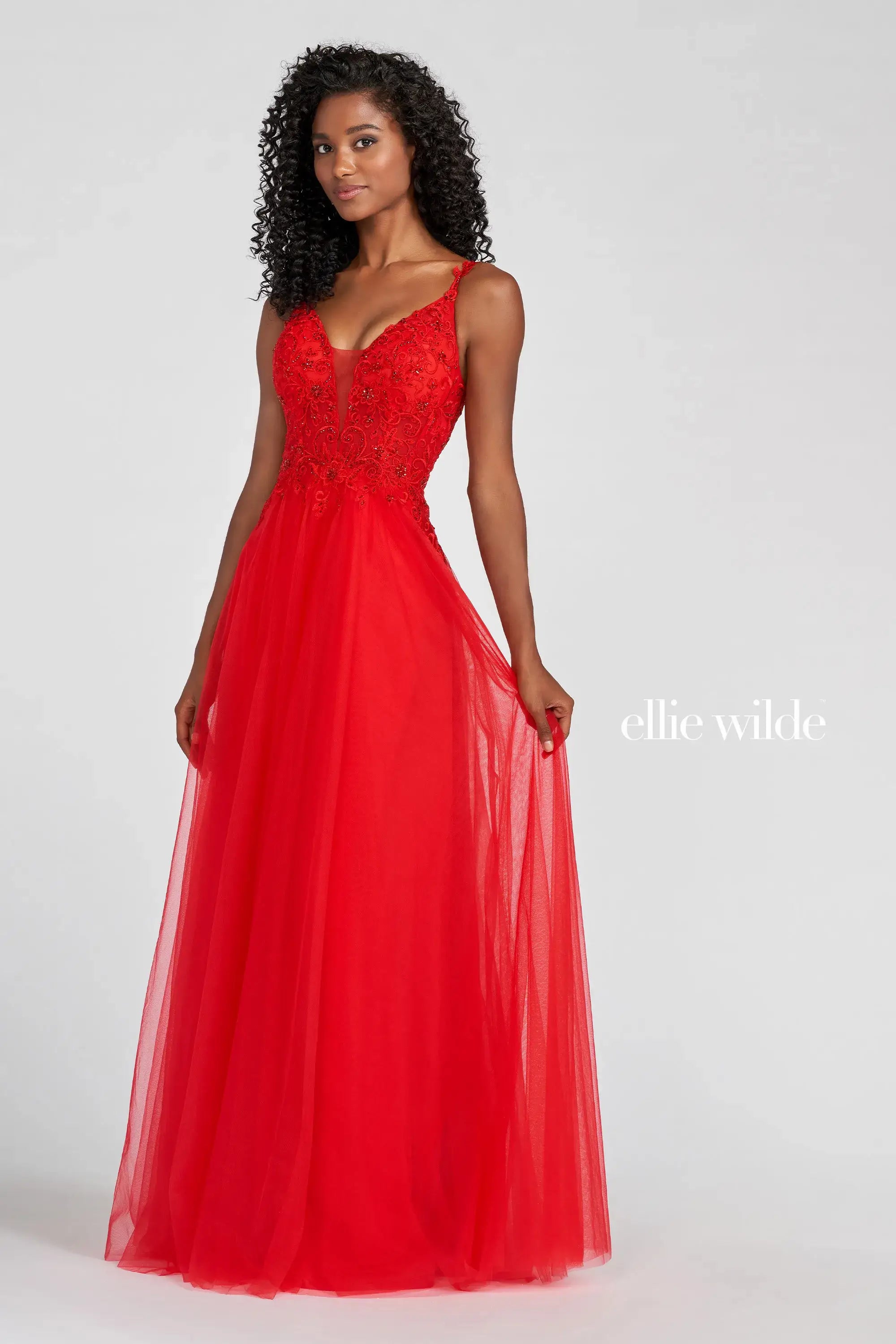 Prom Dresses Long Formal A Line Lace Applique Prom Dress Red