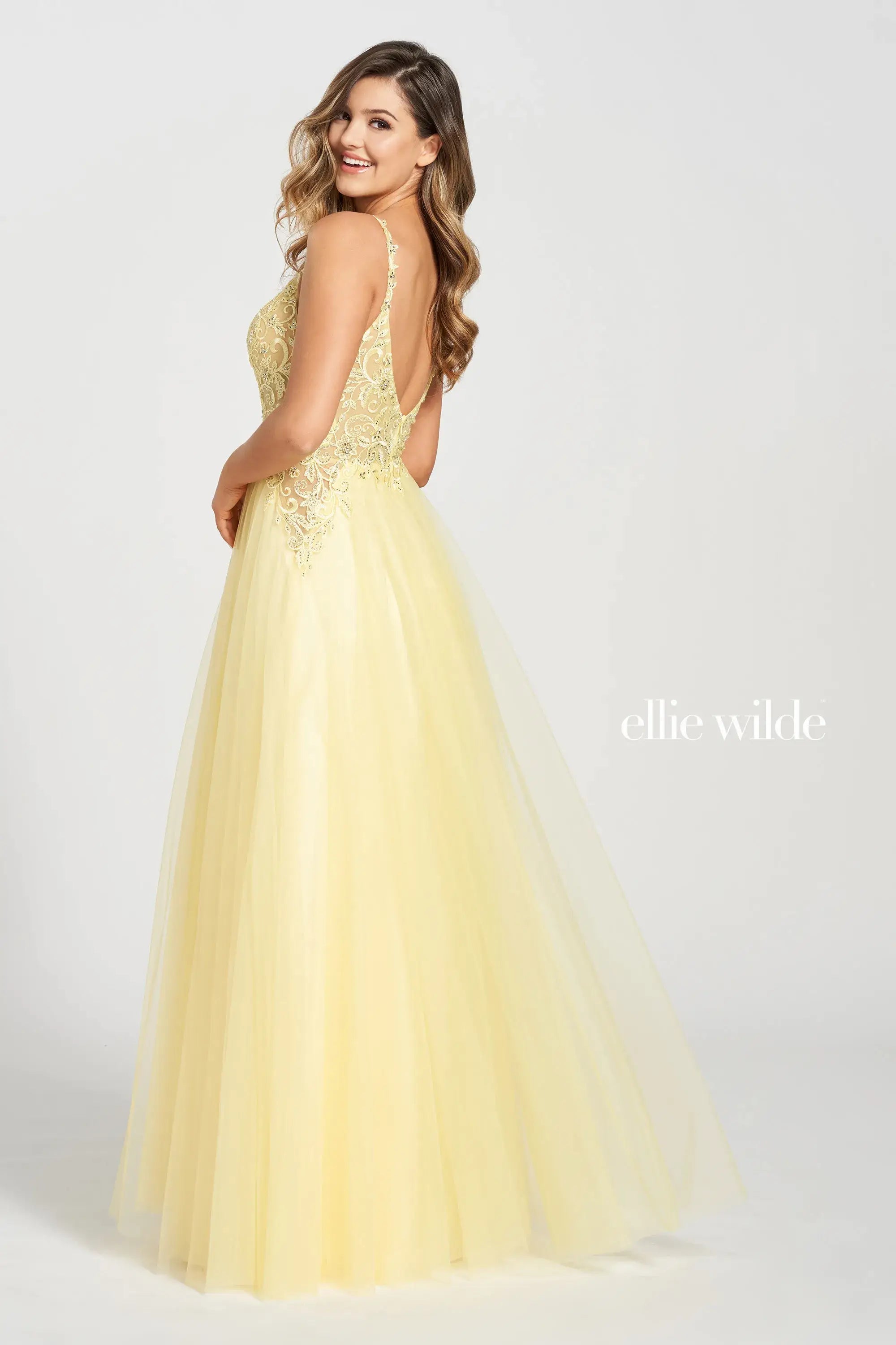 Prom Dresses Long Formal A Line Lace Applique Prom Dress Yellow