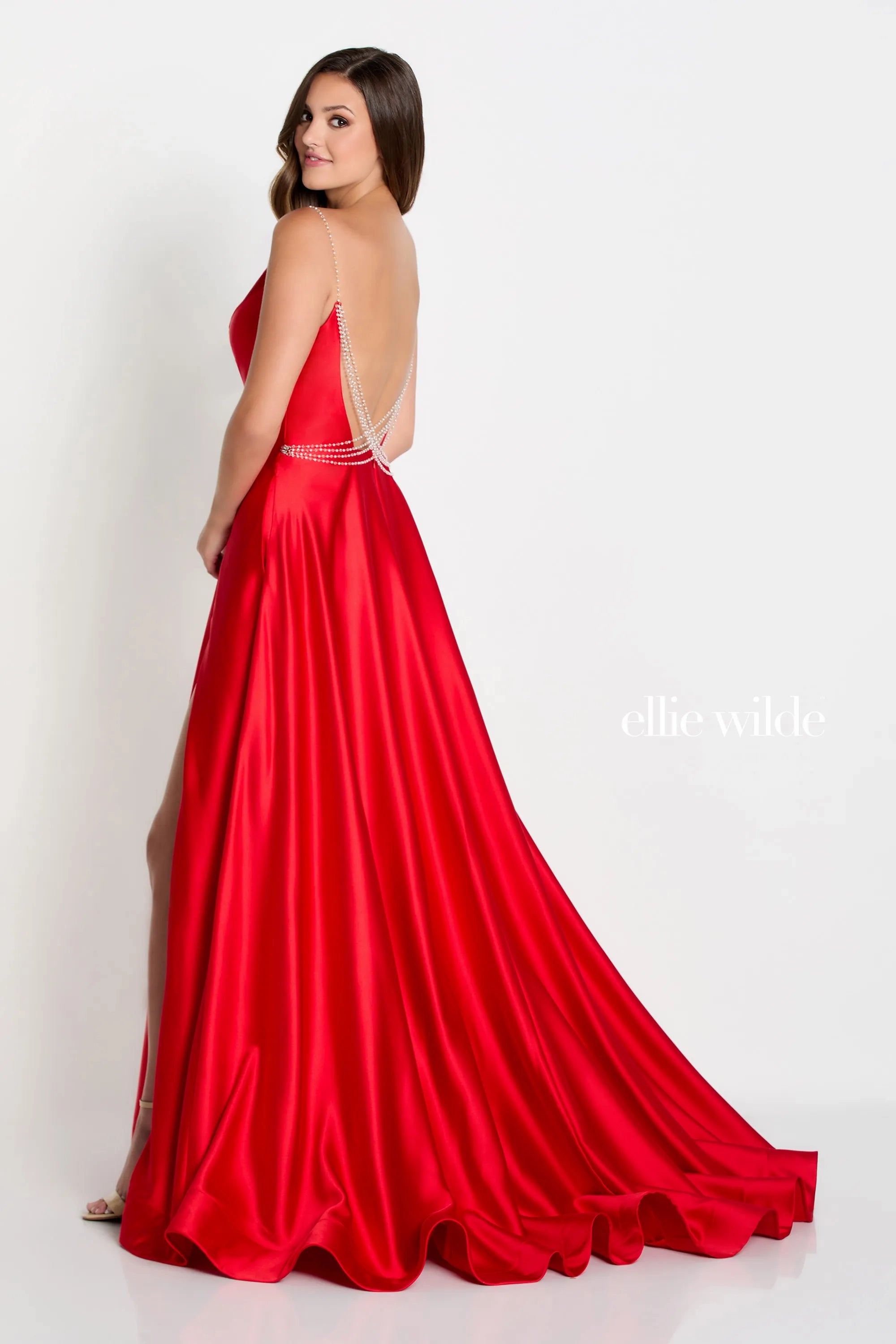 Prom Dresses Long A Line Formal Slit Lace Applique Prom Dress Red