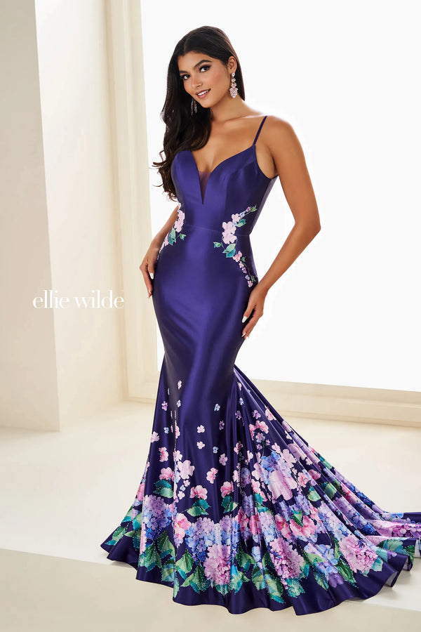Ellie Wilde 37000 Mermaid Long Formal Floral Prom Dress