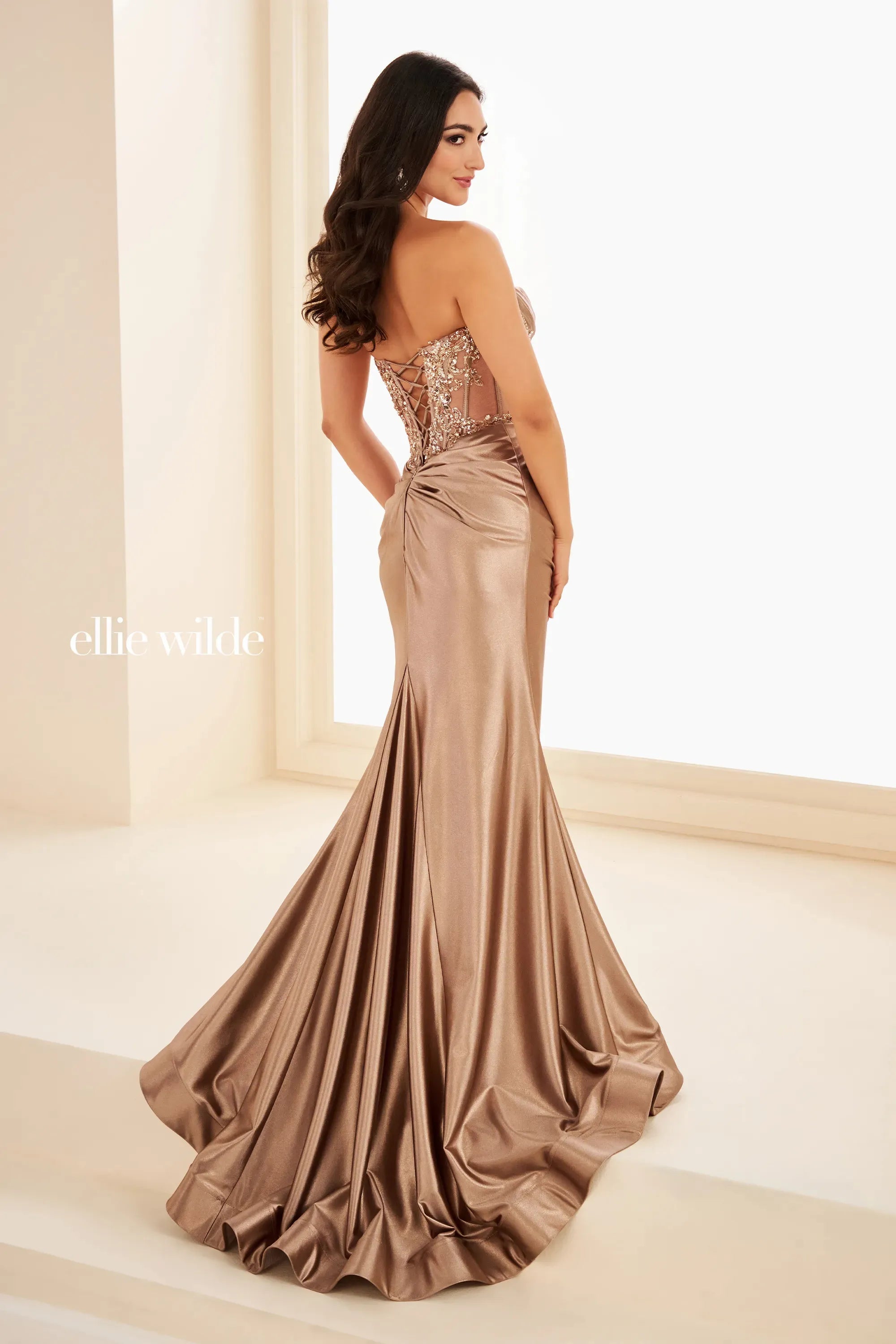 Prom Dresses Long Formal Fitted Mermaid Prom Dress Frosted Bronze